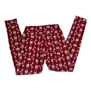 LuLaRoe OS Red Skull and Crossbones Leggings Women's Size 2-10 Halloween Goth